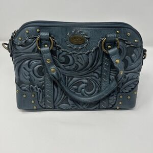 B.O.C Grantsville Turquoise Embossed Dome Satchel Purse Stud Accents Boho